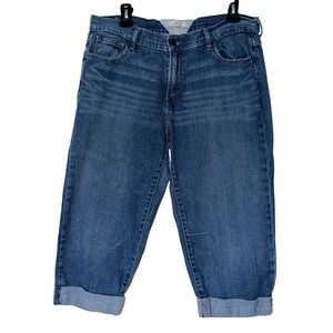 Levi's Women's Blue Denim Capri Jeans Cuffed Cropped Mid Rise‎ 14